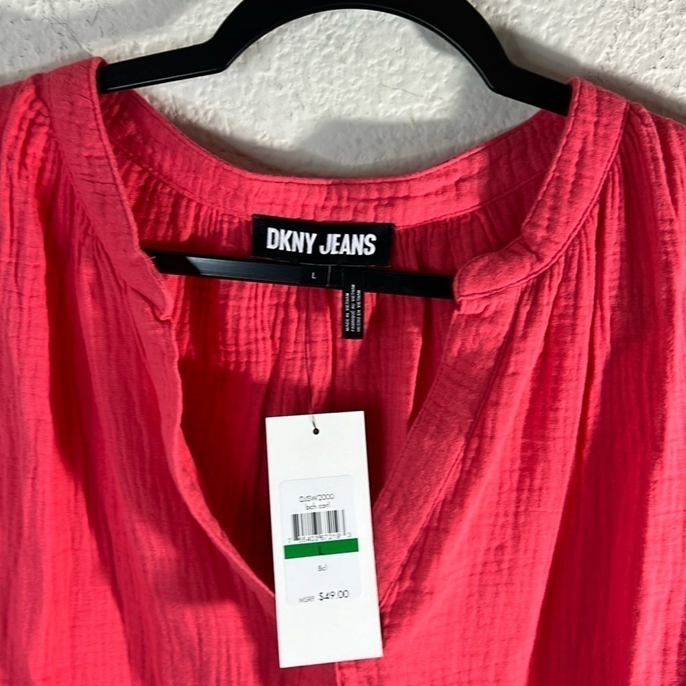 DKNY Women's L Sleeveless Double-Crepe Gauze Crop Top pullover oversized - Picture 4 of 8